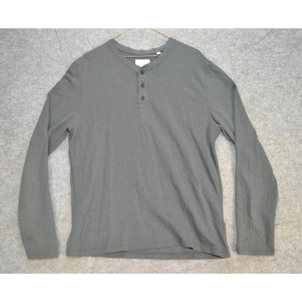 Billy Reid Shirt Mens Large Gray Long Sleeve Henley Made In Peru Cotton Blend
